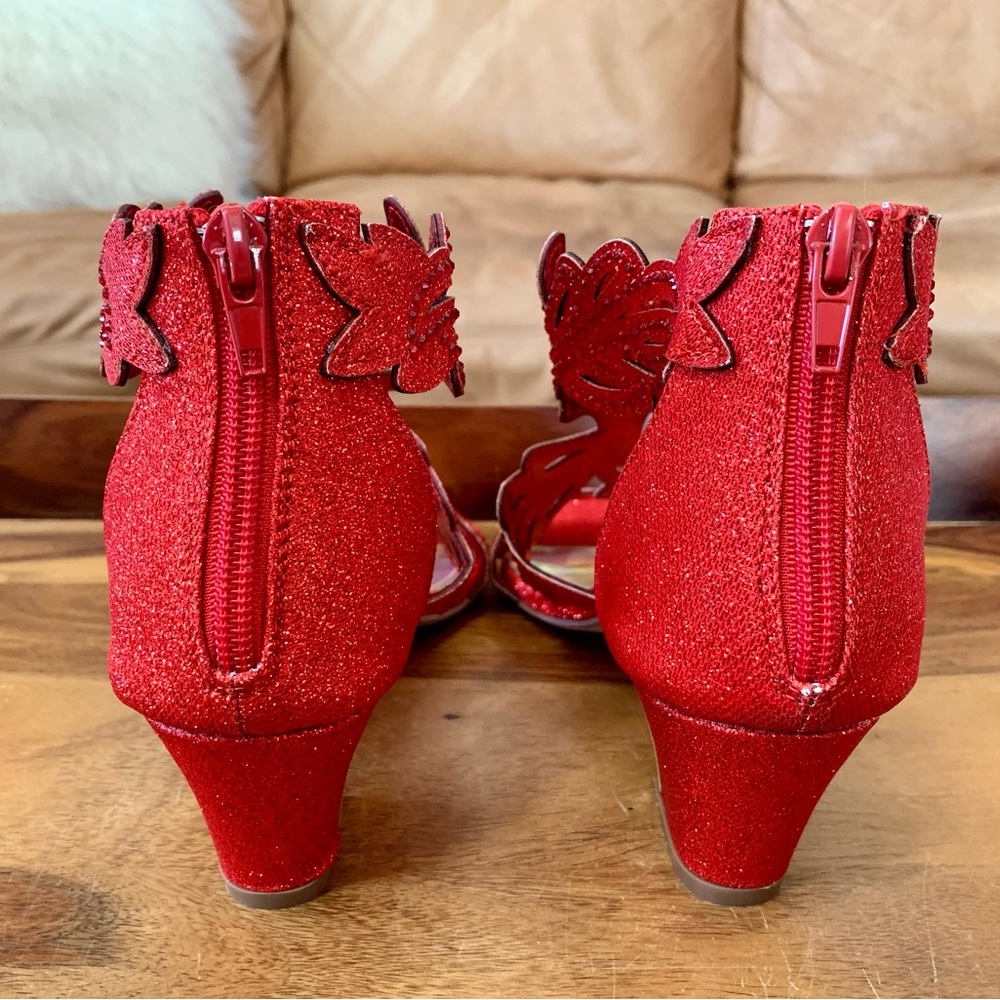 Red Rhinestone Open Toe Heels - Picture 4 of 6
